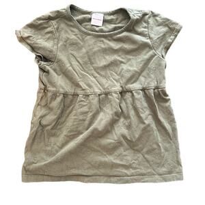 Hanna Andersson Girls Short Sleeve Green Embroidered Peplum Top Size 8